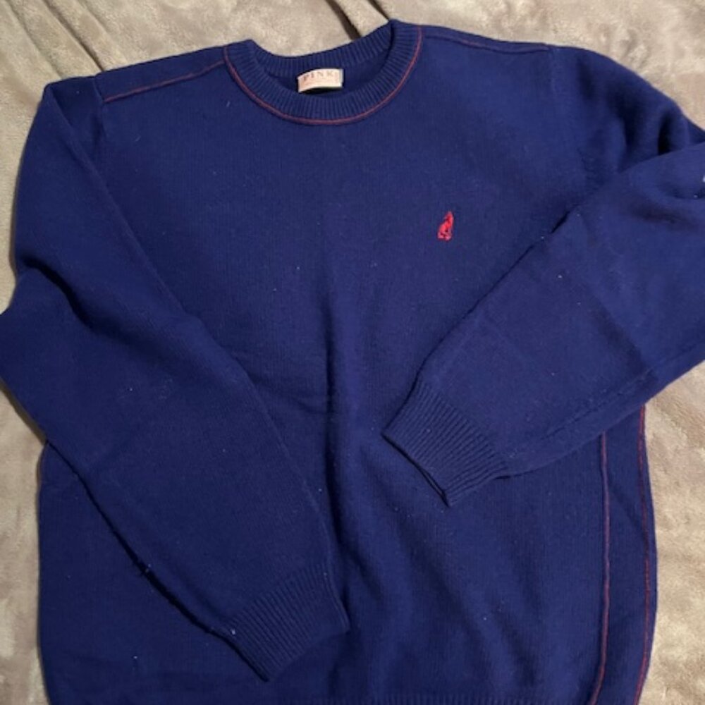 Thomas Pink - Navy Blue Mercerized Cotton Crew Neck Sweater - Large